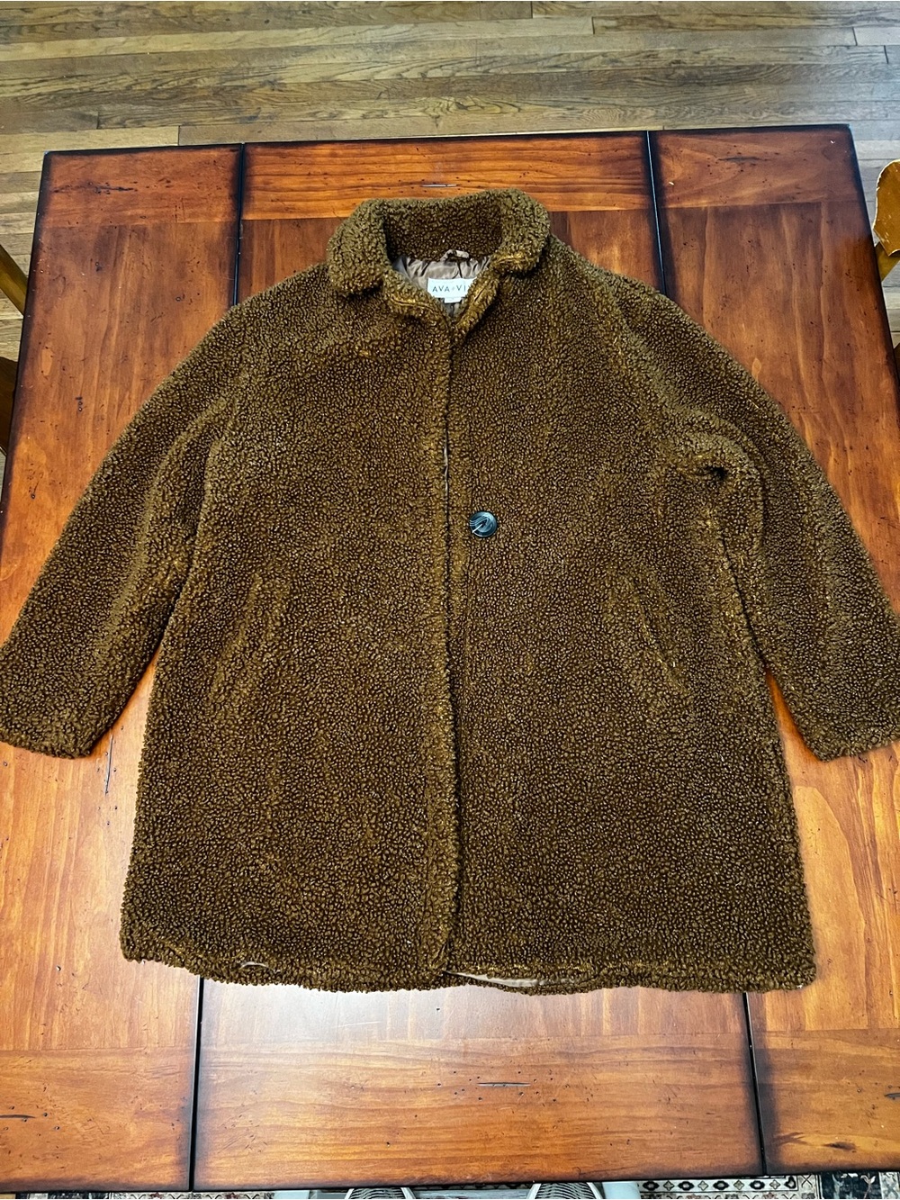 AVA & VIV 1X Brown Teddy Bear Coat Sherpa Long Jacket Oversized